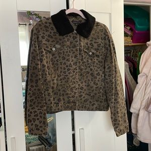 cheetah print denim jacket